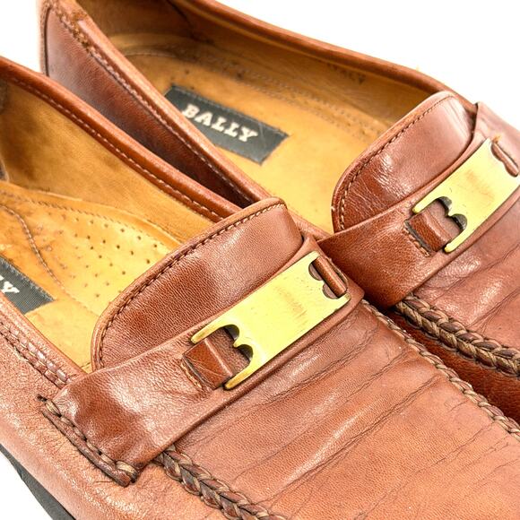 Vintage 80s Bally Italian Brown Leather Ruvera Gold Bit Loafers main image 13